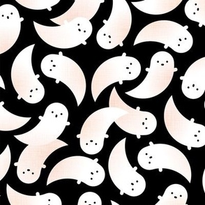 Ghosts Black Background Medium- Cute Ghost- Creepy Cute Kawaii Halloween- Kids- Baby