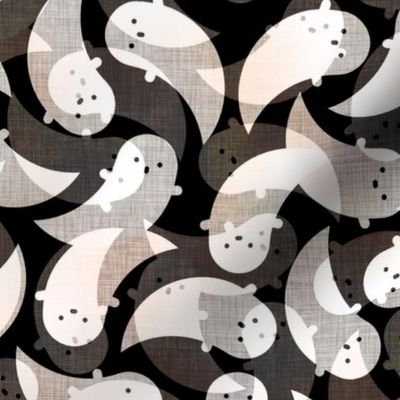 Friendly Phantoms Large- Cute Ghost- Ghosts Gray and Black Large - Creepy Cute Kawaii Halloween- Kids- Baby