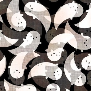 Friendly Phantoms Large- Cute Ghost- Ghosts Gray and Black Large - Creepy Cute Kawaii Halloween- Kids- Baby