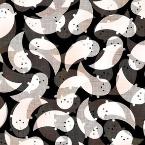 Friendly Phantoms Medium - Cute Ghost- Ghosts Gray and Black- Creepy Cute Kawaii Halloween- Kids- Baby