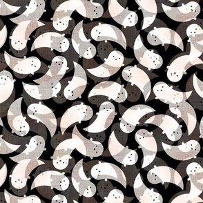 Friendly Phantoms Small- Cute Ghost- Ghosts Gray and Black - Creepy Cute Kawaii Halloween- Kids- Baby