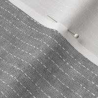 Handdrawn Pinstripe in Gray | Dashed pinstripe fabric for shirt dress, jacket, apparel in gray and white, kantha, sashiko stitches on gray linen.