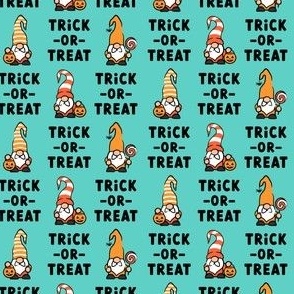 Trick -or- Treat - Halloween Gnomes - teal - LAD21