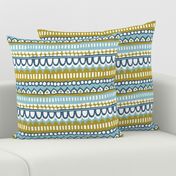 Banded Borders - Mustard and Navy - Large Scale