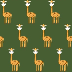 Giraffes on a Green Background