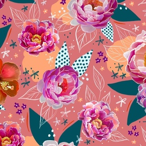 Drama - Large Whimsical Florals