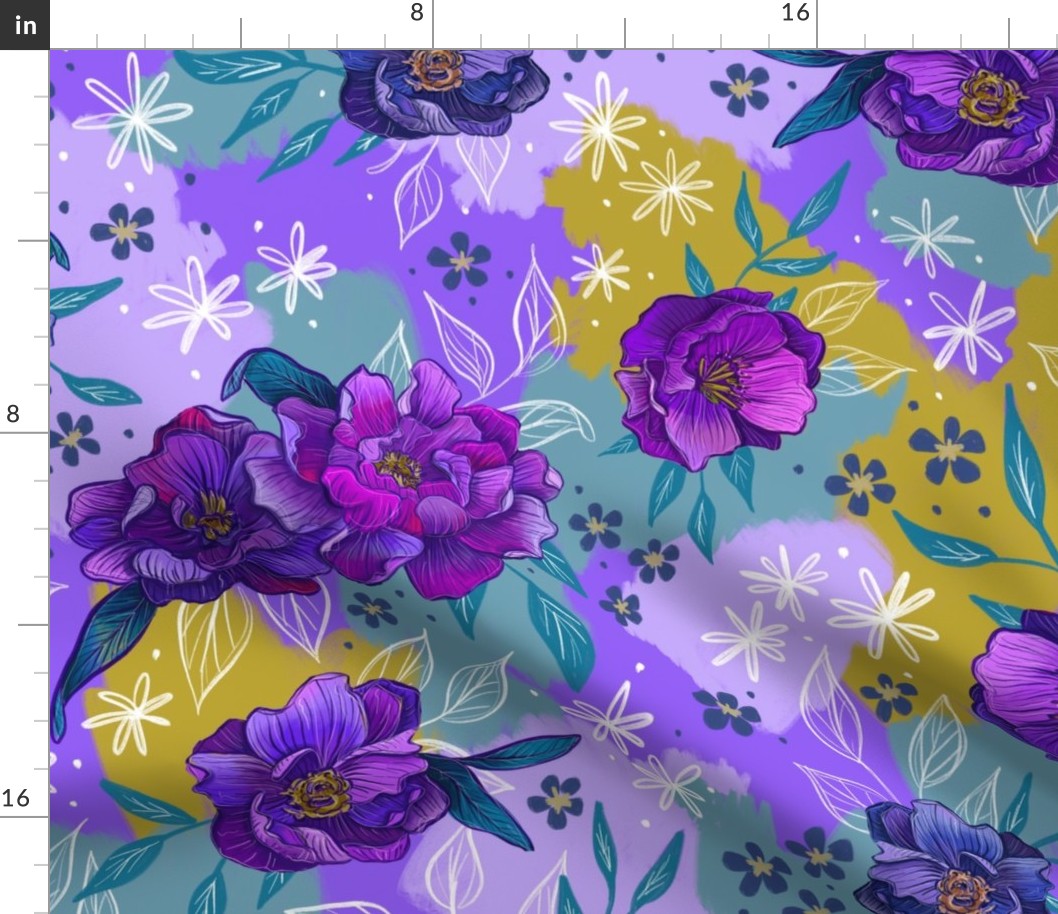 Purple Passion Florals - Large Funky Florals