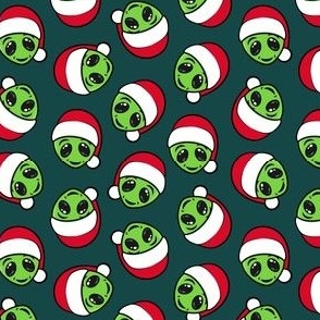 Christmas Aliens - Xmas Alien - dark teal - LAD21