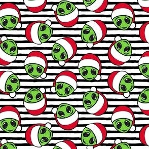 Christmas Aliens - Xmas Alien - black stripes - LAD21
