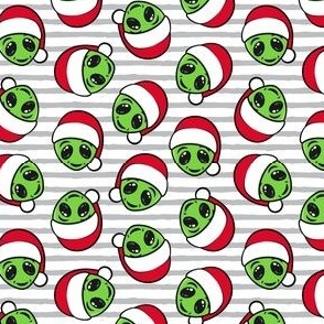 Christmas Aliens - Xmas Alien - grey stripes - LAD21