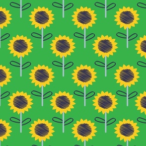 Sunflowers on a Green Background