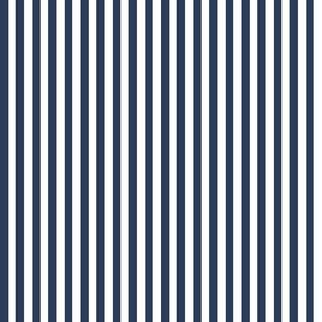 Candy Stripe Navy Blue on White