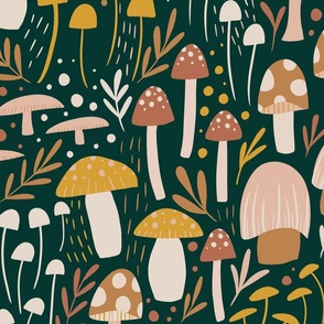 Woodland Mushroom Meadow - green - jumbo