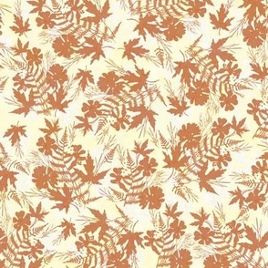 Terracotta Fern Maple Sunprint on Yellow