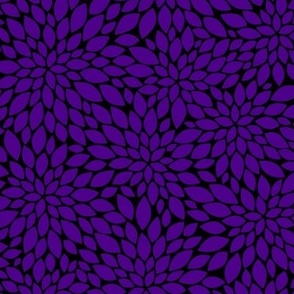 Dahlia Blossoms Pattern - Royal Purple and Black