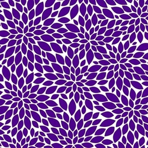 Dahlia Blossoms Pattern - Royal Purple and White