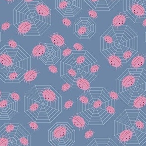 Small Spider Webs in Pink and Blue cute halloween spiders