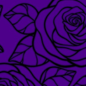 Large Rose Cutout Pattern - Royal Purple and Black
