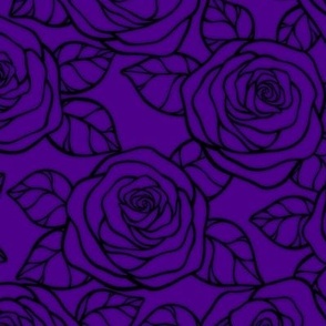 Rose Cutout Pattern - Royal Purple and Black