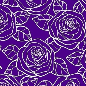 Rose Cutout Pattern - Royal Purple and White