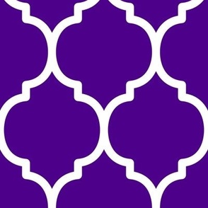 Extra Large Moroccan Tile Pattern - Royal Purple and White