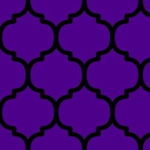 Large Moroccan Tile Pattern - Royal Purple and Black