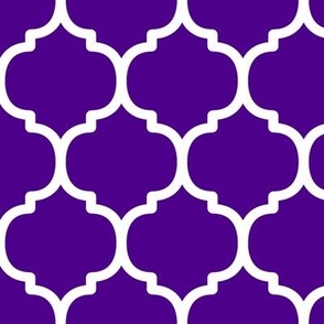 Large Moroccan Tile Pattern - Royal Purple and White