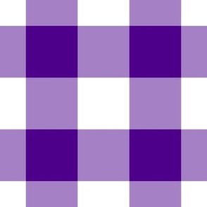 Jumbo Gingham Pattern - Royal Purple and White