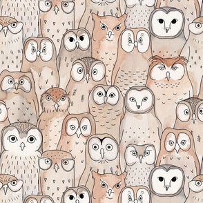 owls in umbra watercolor