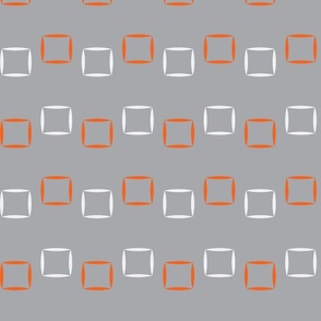 Dancing Squares in Gray - Minimalist - Geometric - Orange - Delicate - Sophisticated - Shapes - Elegant - Modern - Timeless