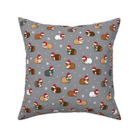 Christmas Guinea pigs - polka dots on grey - LAD21