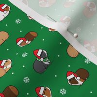 (small scale) Christmas Guinea pigs - polka dots on green - LAD21