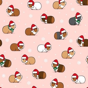 Christmas Guinea pigs - polka dots on pink - LAD21