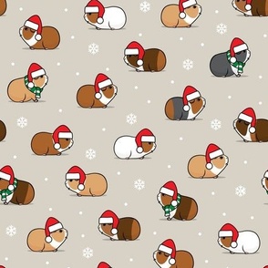 Christmas Guinea pigs - polka dots on tan - LAD21