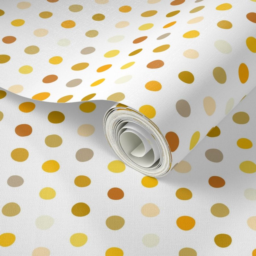 yellow crooked dots on white - dots fabric