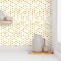 yellow crooked dots on white - dots fabric