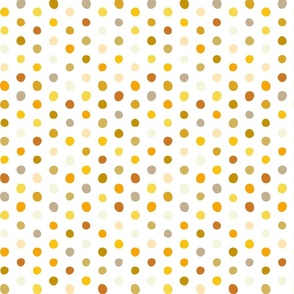 yellow crooked dots on white - dots fabric