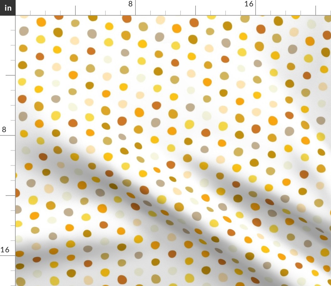 yellow crooked dots on white - dots fabric