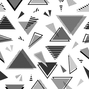 80s triangles grayscale