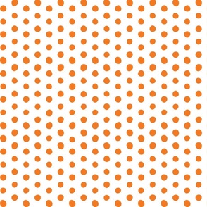 bohemian orange crooked dots on white - dots fabric