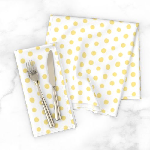 bohemian light yellow crooked dots on white - dots fabric