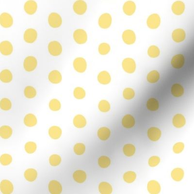 bohemian light yellow crooked dots on white - dots fabric