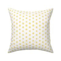 bohemian light yellow crooked dots on white - dots fabric