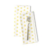 bohemian light yellow crooked dots on white - dots fabric