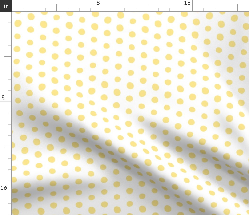 bohemian light yellow crooked dots on white - dots fabric