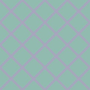 DSC2 - Medium -  Diagonal Grid in Sage Pastel and Lavender