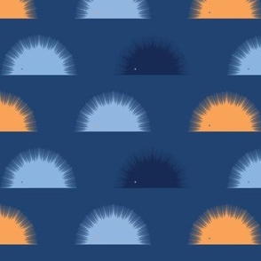 Porcupines on a Blue Background - Blue Nova - Hedgehogs - Nature - Wildlife - Navy Blue - Quills