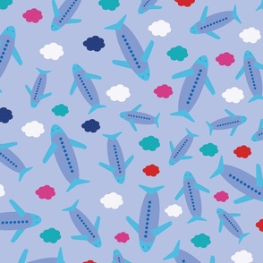 Airplanes on a Lilac Background