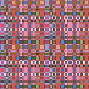 Plaid in Berry Pink, Burnt Orange and Olive Green Geometric Medium Scale for Home Decor, Wallpaper and Accessories,  Plaid 