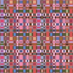 008 - Plaid in Berry Pink, Burnt Orange and Olive Green Geometric Medium Scale for Home Decor, Wallpaper and Accessories,  Plaid 